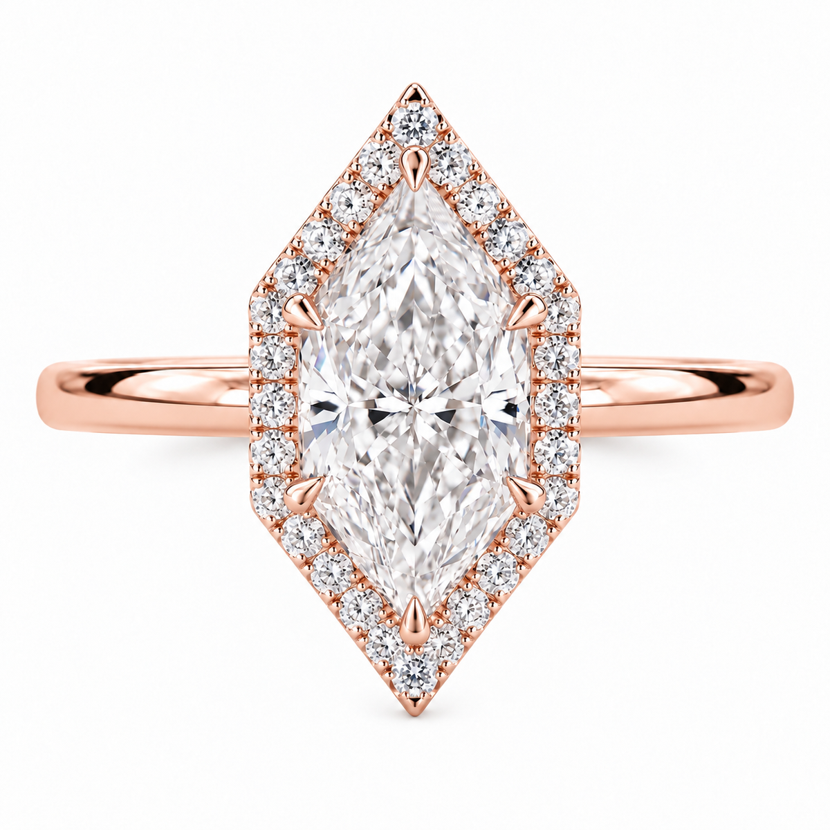 Dutch Marquise Cut Lab Grown Halo Engagement Ring 