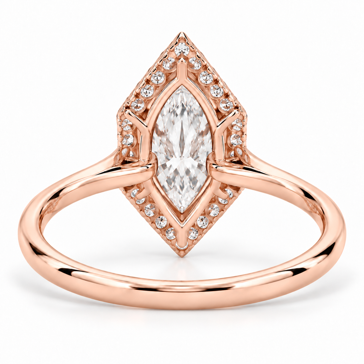 Dutch Marquise Cut Lab Grown Halo Engagement Ring 