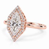 Dutch Marquise Cut Lab Grown Halo Engagement Ring 