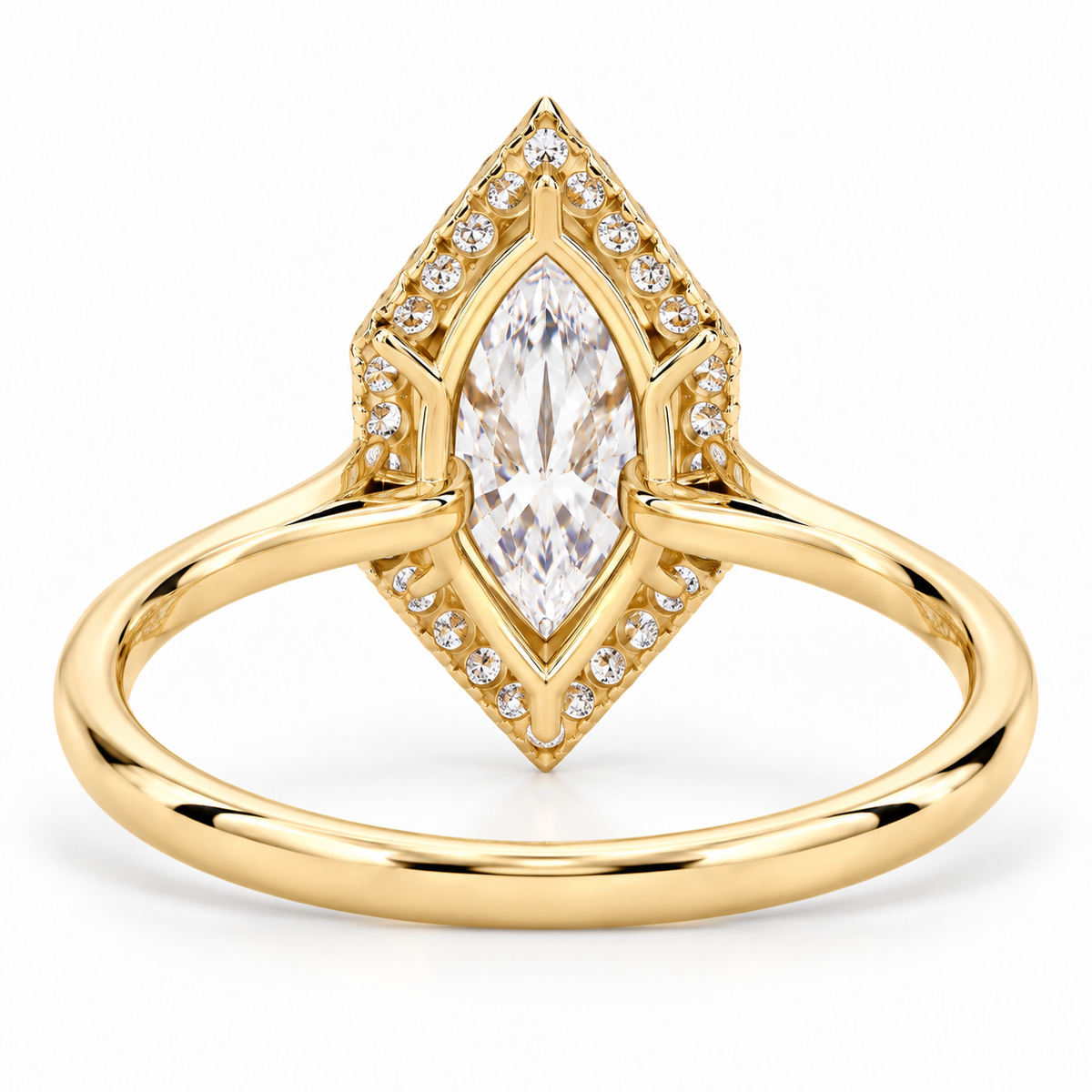 Dutch Marquise Cut Lab Grown Halo Engagement Ring 
