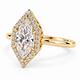 Dutch Marquise Cut Lab Grown Halo Engagement Ring 
