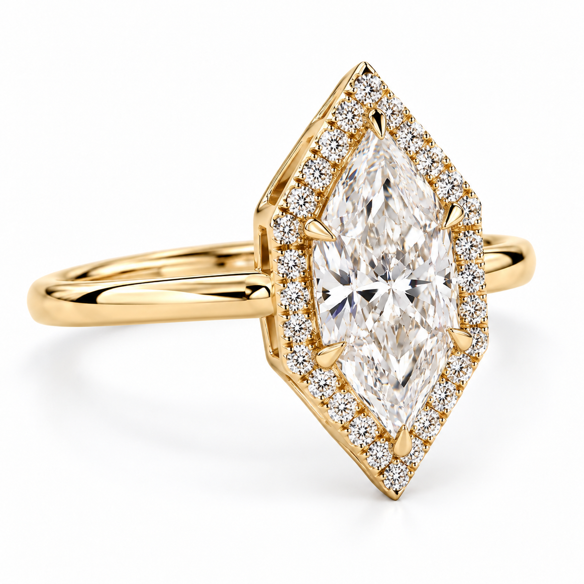 Dutch Marquise Cut Lab Grown Halo Engagement Ring 