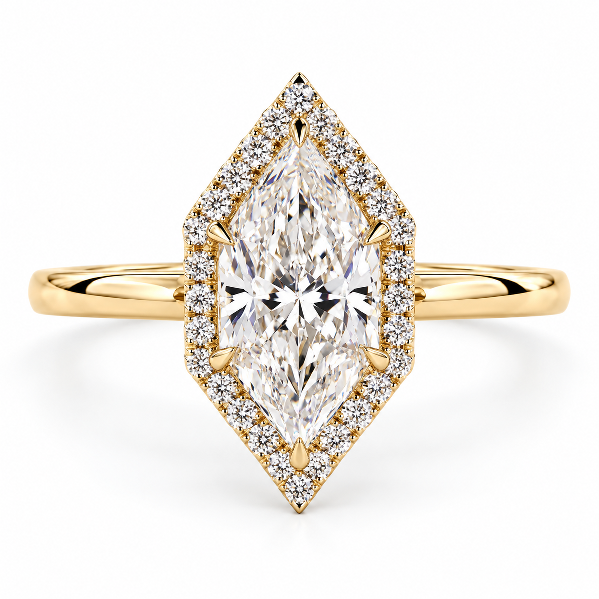 Dutch Marquise Cut Lab Grown Halo Engagement Ring 