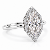 Dutch Marquise Cut Lab Grown Halo Engagement Ring 
