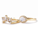 East To West Oval Moissanite Ring With Curved Matching Bridal Ring Set