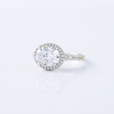 East West Oval Cut Lab Grown Halo Engagement Ring