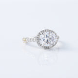 East West Oval Cut Lab Grown Halo Engagement Ring