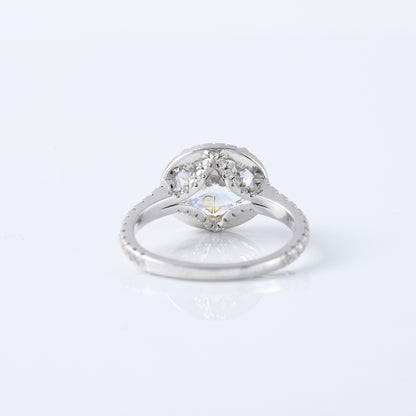 East West Oval Cut Lab Grown Halo Engagement Ring