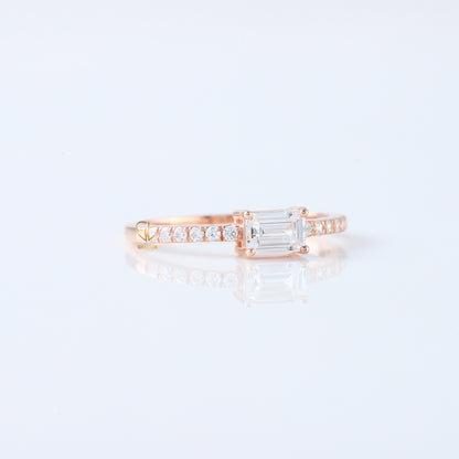 East West Emerald Cut Lab Grown Diamond Accent Ring