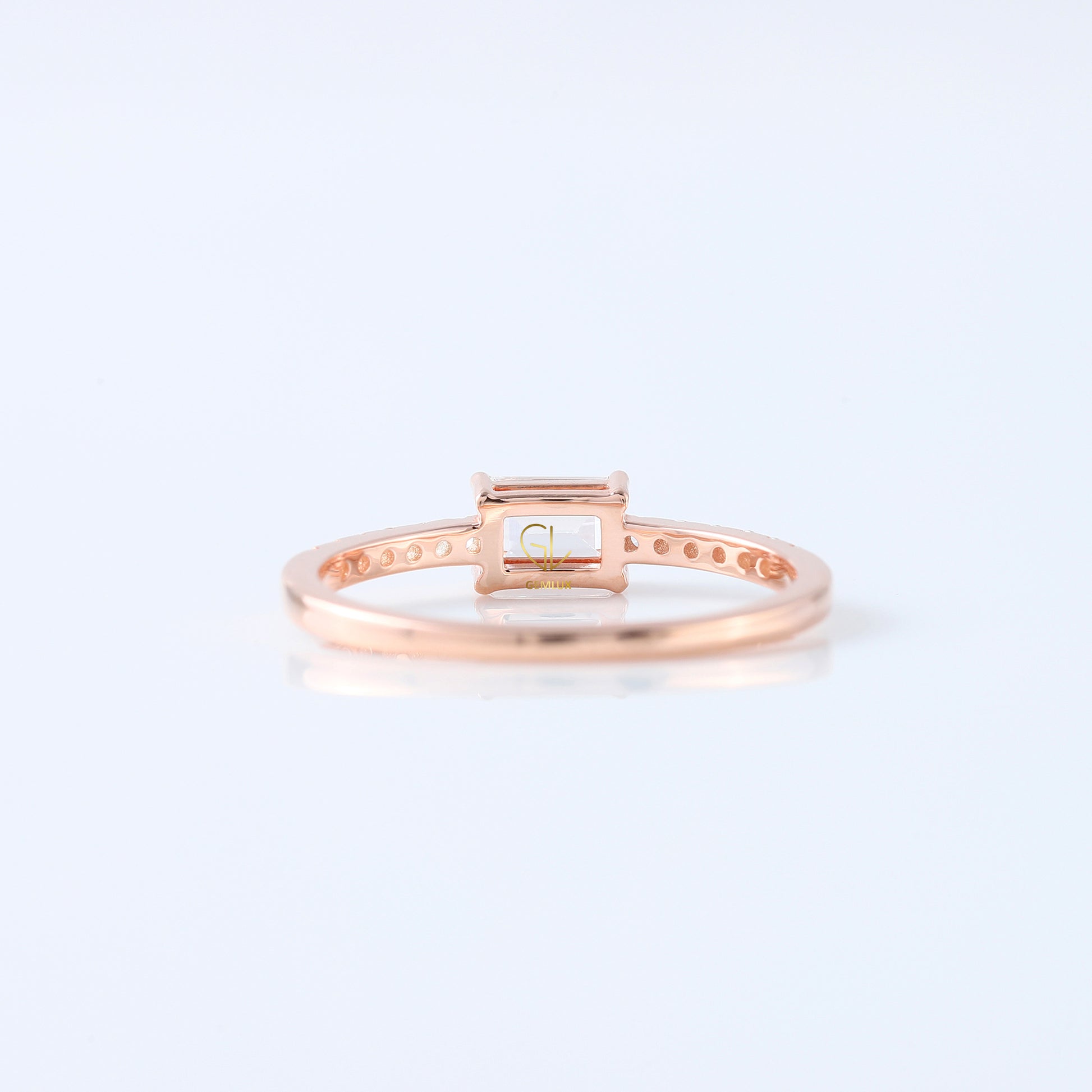 East West Emerald Cut Lab Grown Diamond Accent Ring