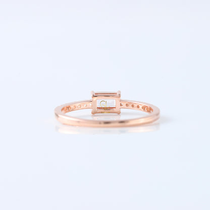 East West Emerald Cut Lab Grown Diamond Accent Ring