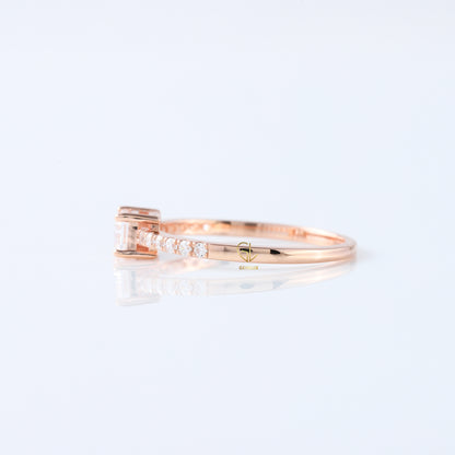 East West Emerald Cut Lab Grown Diamond Accent Ring