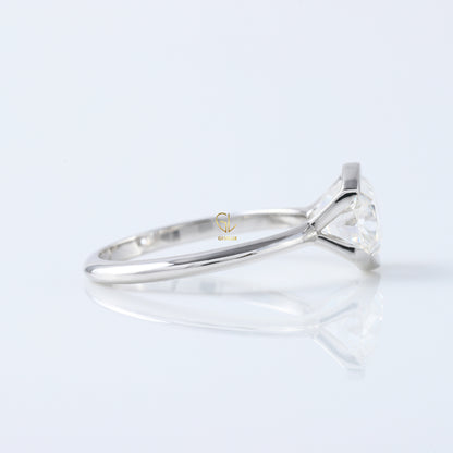 East West Oval Lab Grown Diamond Solitaire Ring - Half Bezel