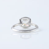 East West Oval Lab Grown Diamond Solitaire Ring - Half Bezel