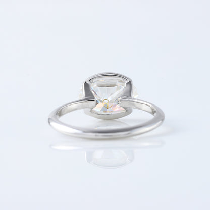 East West Oval Lab Grown Diamond Solitaire Ring - Half Bezel