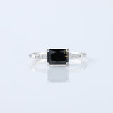 East to West 1.5 Ct Radiant Cut Moissanite Solitaire With Accent Ring