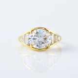 East to West 5 Ct Oval Cut Lab Grown Diamond Engagement Ring