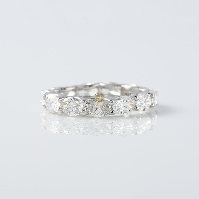 East to West Oval Cut Lab Grown Eternity Wedding Band