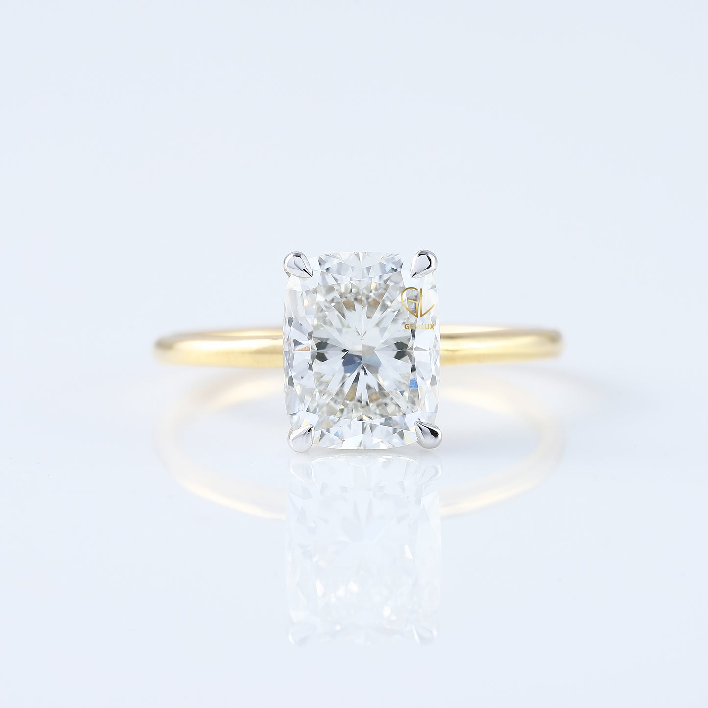 Elongated Cushion Cut Moissanite Solitaire Engagement Ring