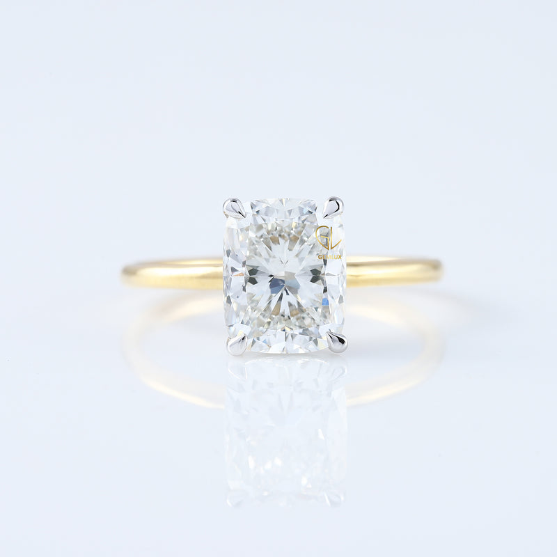 Elongated Cushion Cut Moissanite Solitaire Engagement Ring