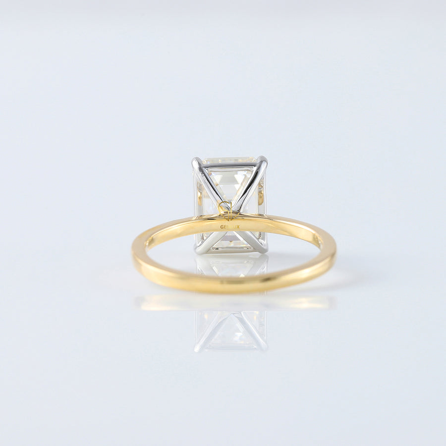Emerald Cut Lab Grown Diamond Two Tone Solitaire Engagement Ring