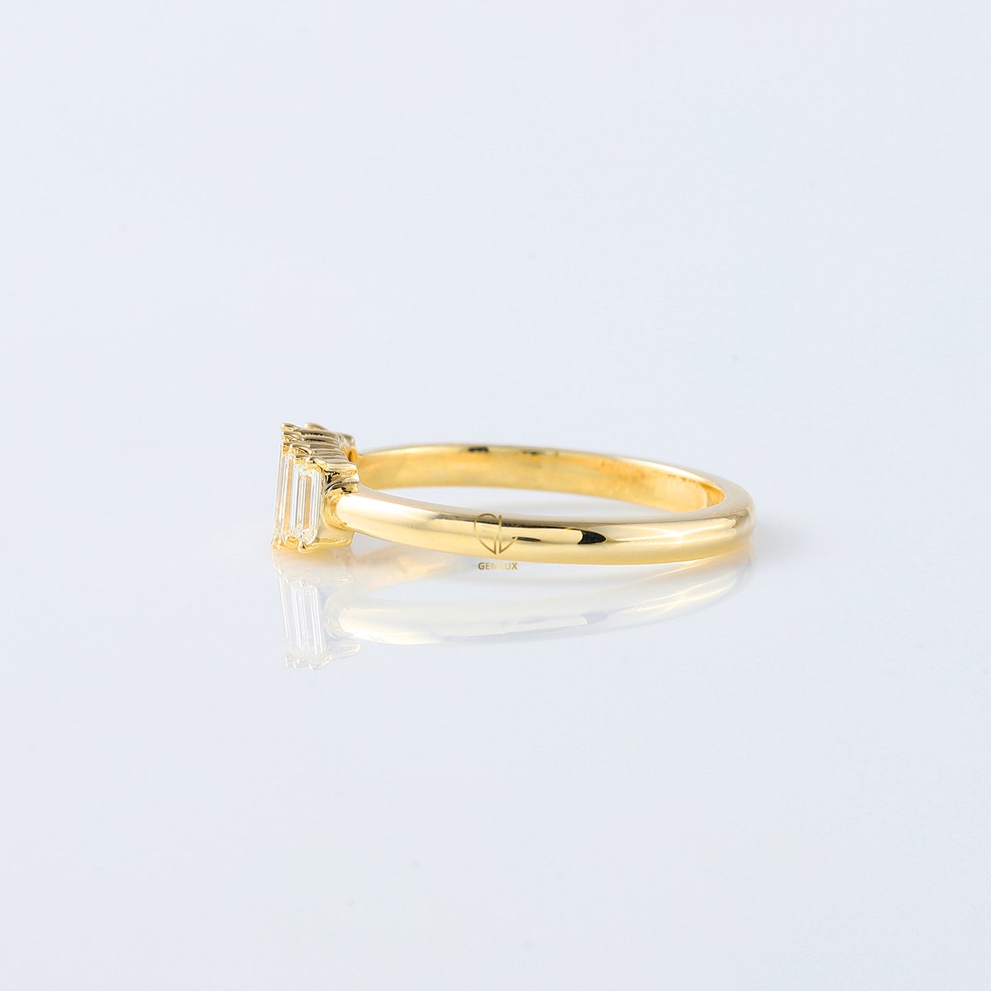 Emerald Cut Moissanite Diamond Five Stone Wedding Band