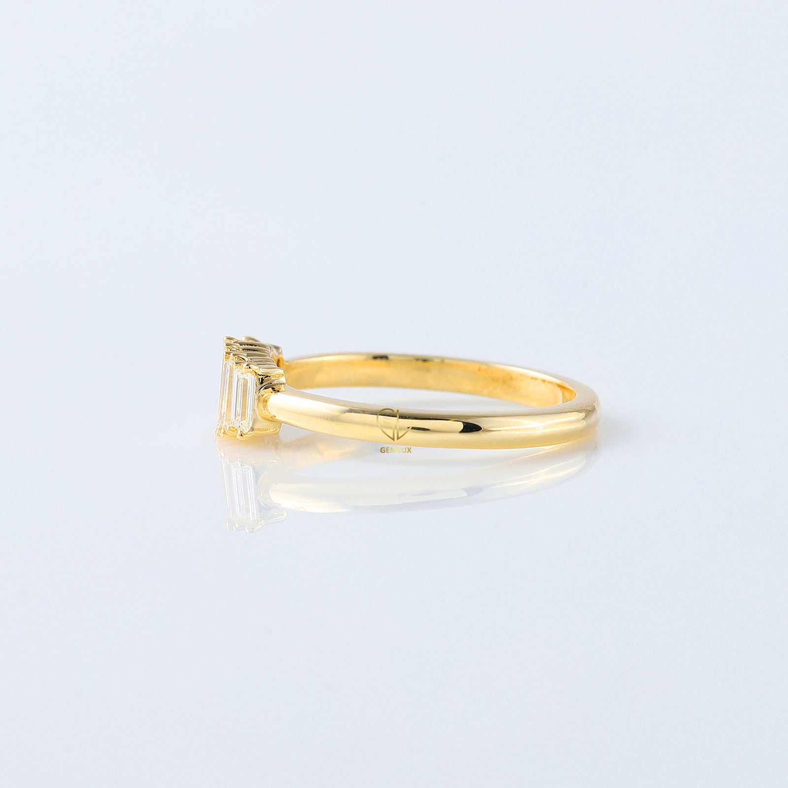 Emerald Cut Moissanite Diamond Five Stone Wedding Band