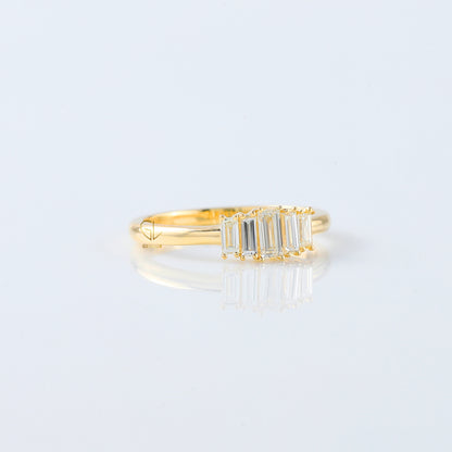 Emerald Cut Moissanite Diamond Five Stone Wedding Band