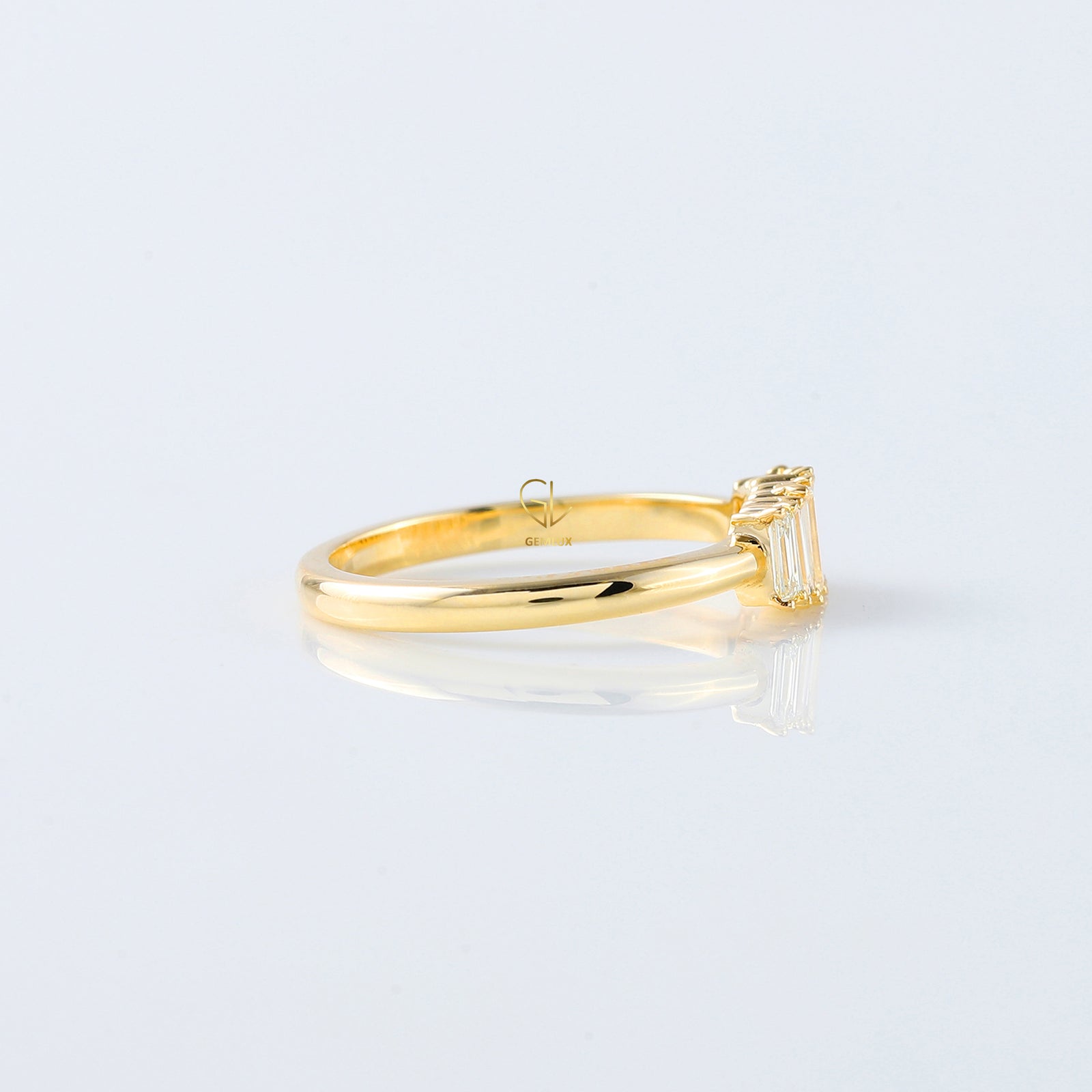 Emerald Cut Moissanite Diamond Five Stone Wedding Band