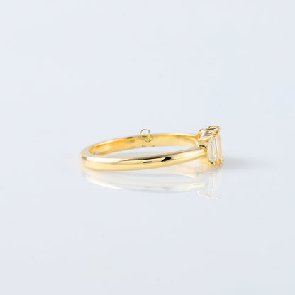 Emerald Cut Moissanite Diamond Five Stone Wedding Band