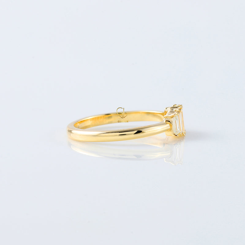 Emerald Cut Moissanite Diamond Five Stone Wedding Band