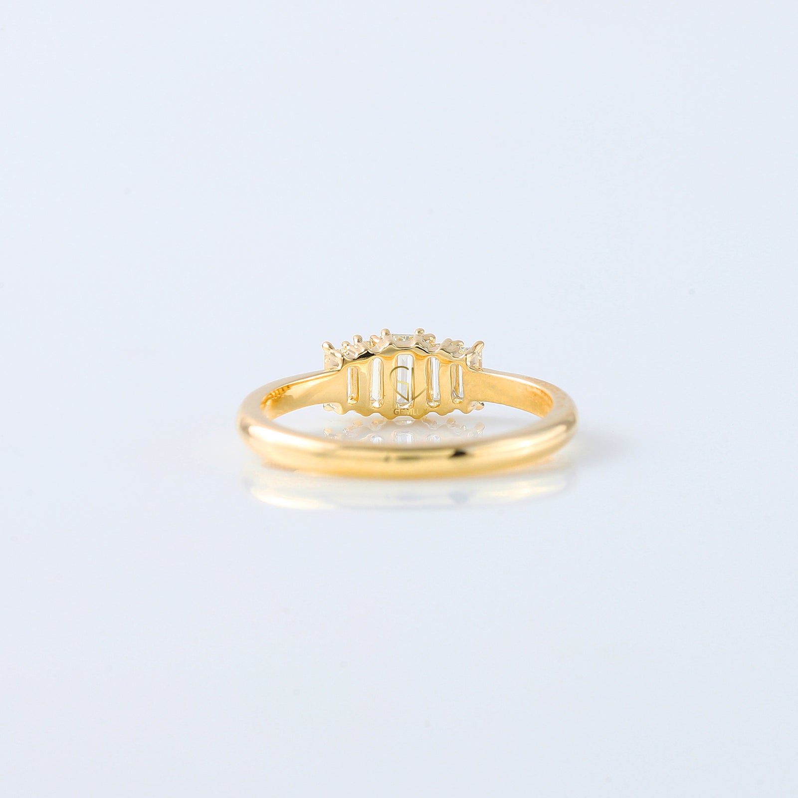Emerald Cut Moissanite Diamond Five Stone Wedding Band
