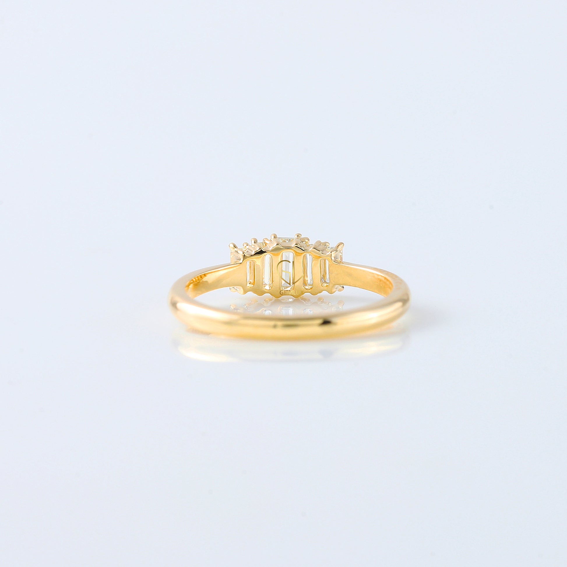 Emerald Cut Moissanite Diamond Five Stone Wedding Band