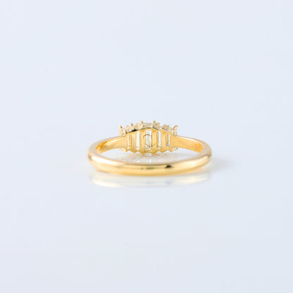 Emerald Cut Moissanite Diamond Five Stone Wedding Band