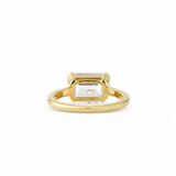 Emerald Cut Moissanite Solitaire East To West Ring