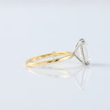 Emerald Cut Moissanite Solitaire Two Tone Engagement Ring