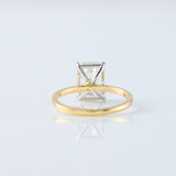 Emerald Cut Moissanite Solitaire Two Tone Engagement Ring