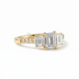 Emerald Cut Moissanite Three Stone Engagement Ring
