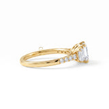 Emerald Cut Moissanite Three Stone Engagement Ring