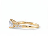 Emerald Cut Moissanite Three Stone Engagement Ring