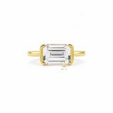 Emerald Cut Moissanite Solitaire East To West Ring