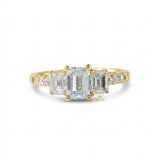Emerald Cut Moissanite Three Stone Engagement Ring