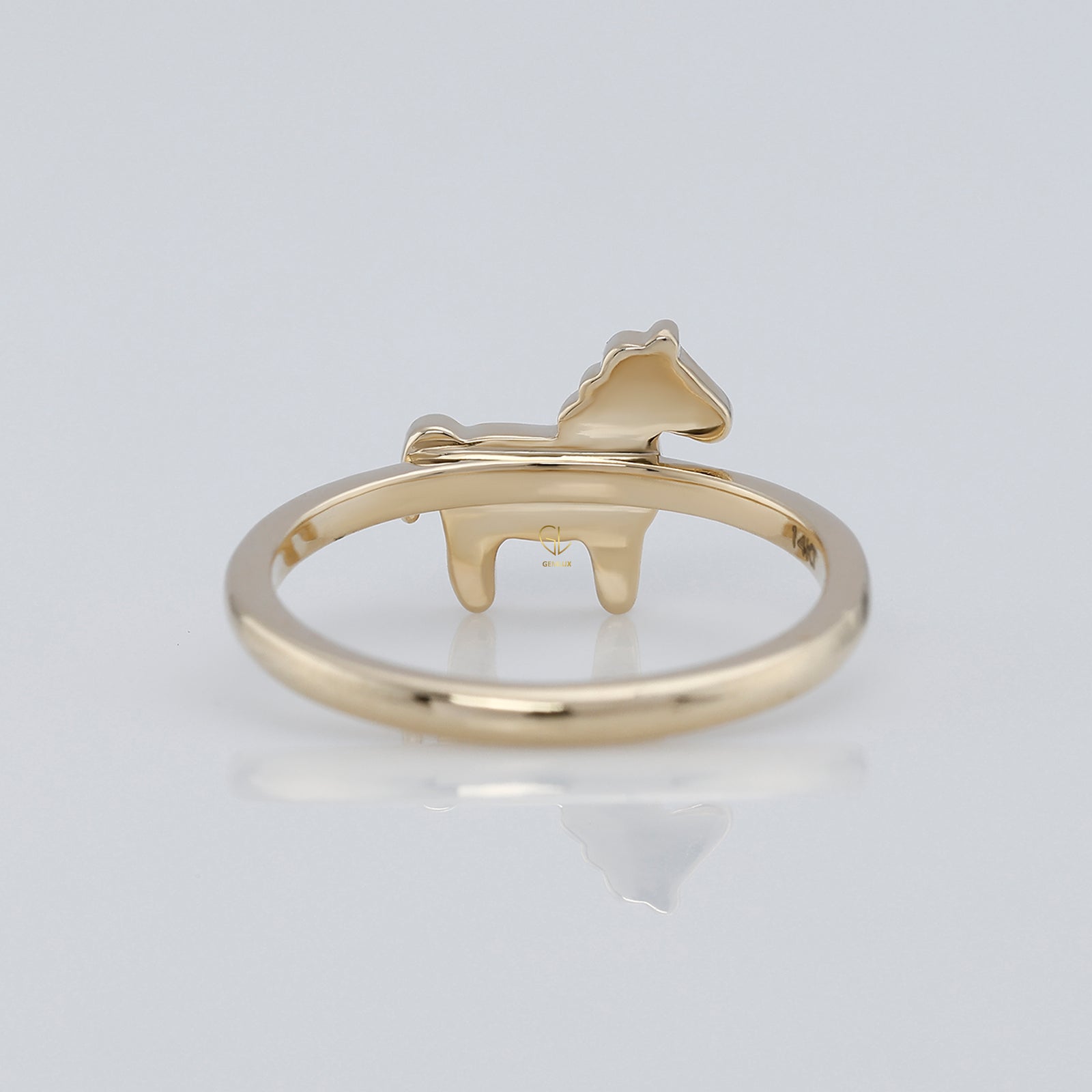 Enamel Horse Ring For Animal Lover - 14k Gold 