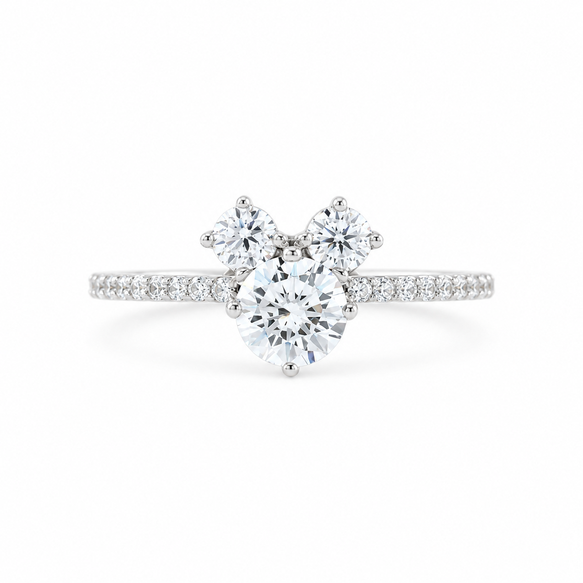 Fairy Tale Three Stone Lab Grown Diamond Mickey Mouse Ring
