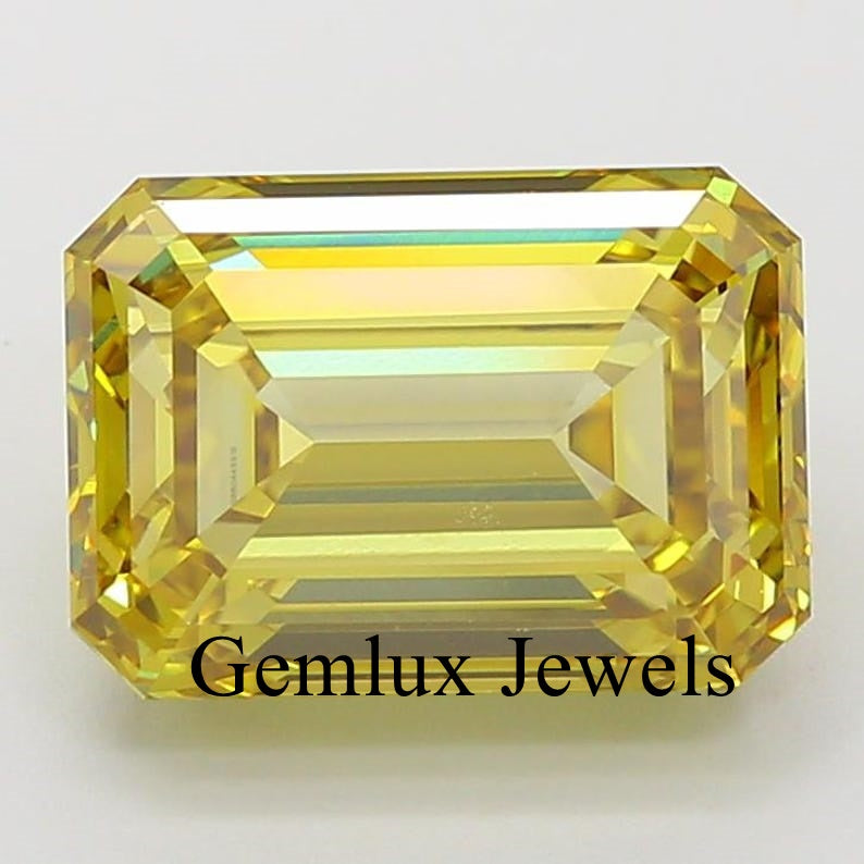 Fancy Intense Yellow Emerald Cut Lab Grown Diamond IGI Certified