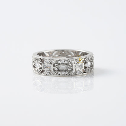 Fancy Lab Grown Diamond Art Deco Wedding Band