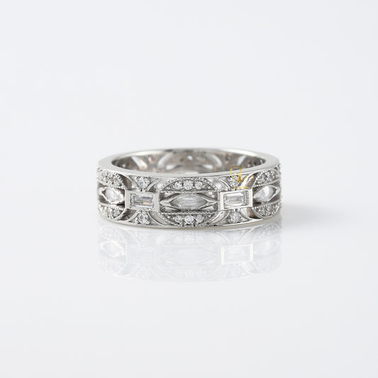 Fancy Lab Grown Diamond Art Deco Wedding Band