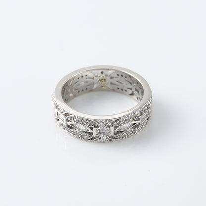 Fancy Lab Grown Diamond Art Deco Wedding Band