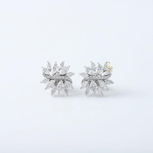 Fancy Lab Grown Diamond Floral Style Earrings