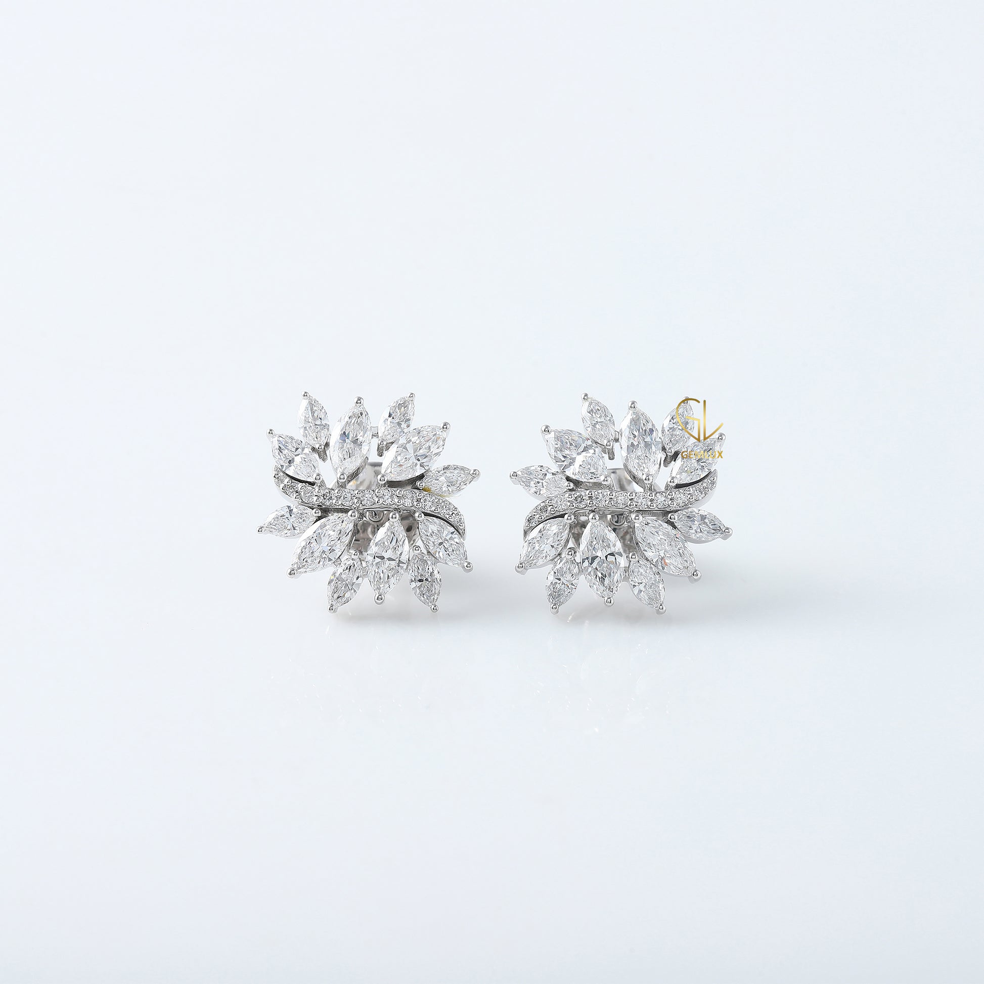 Fancy Moissanite Diamond Floral Earrings